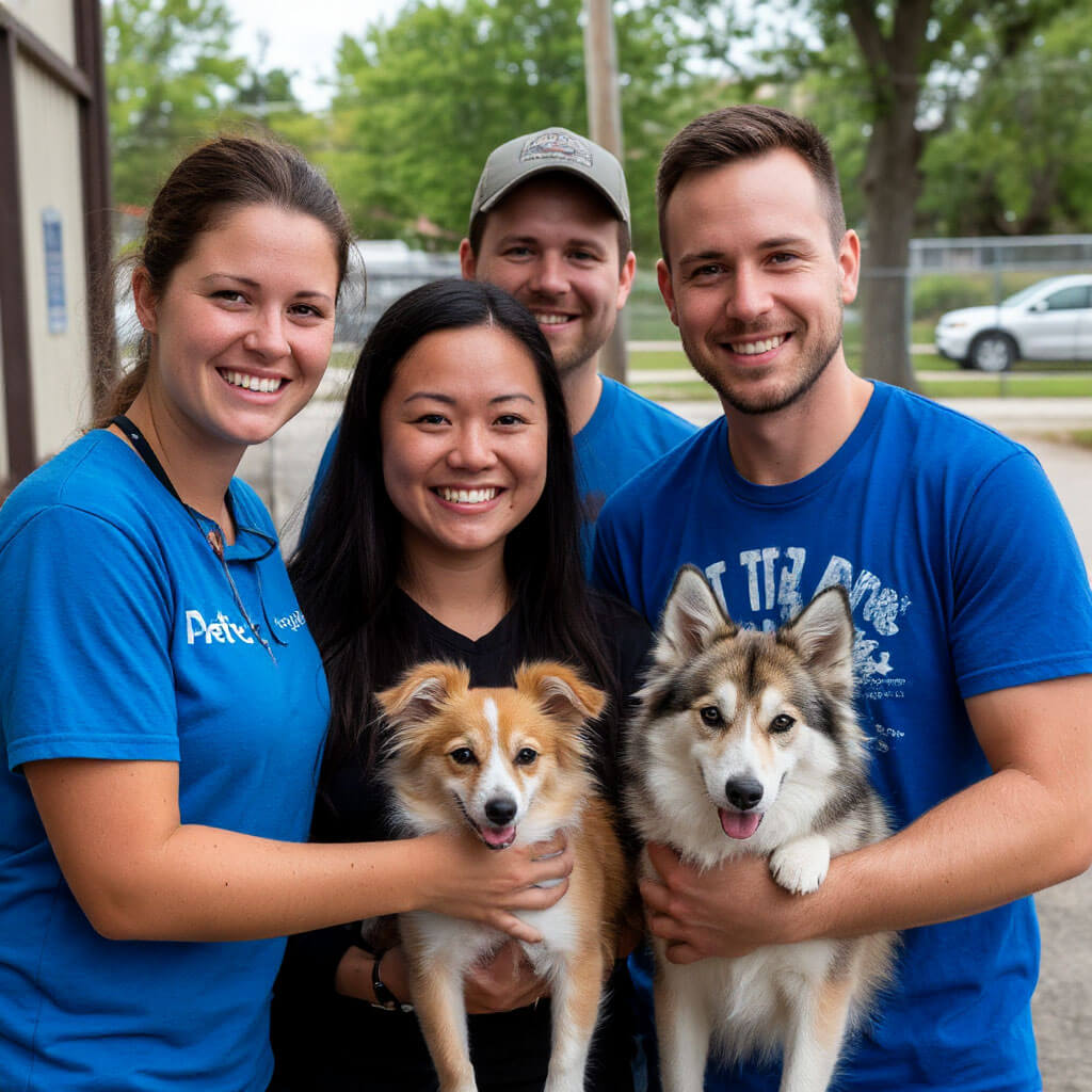 PetGo team helping at animal shelter